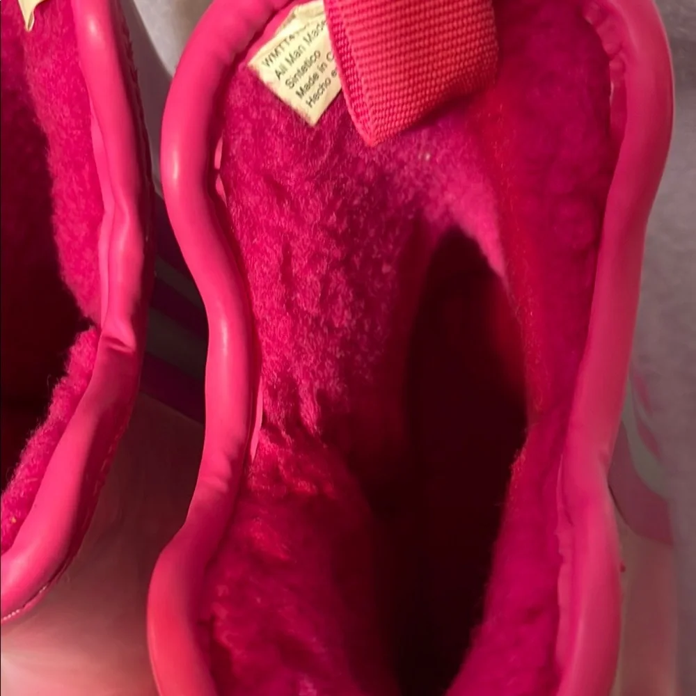 Hot Pink Fleece Lined Rain Boots Womens 8 Ankle Snow Winter Boots